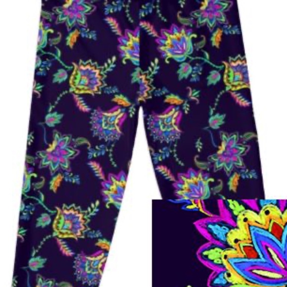 Charlies Project OS One Size Neon Paisley Soft Yoga Band LEGGINGS NEW in Package - Picture 2 of 8